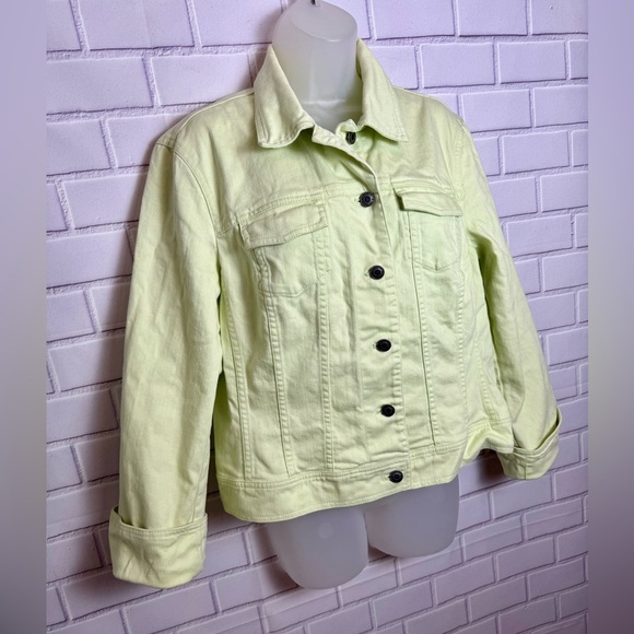 Talbots Stretch Denim Jacket - pale green lime Size 12 - Picture 6 of 8